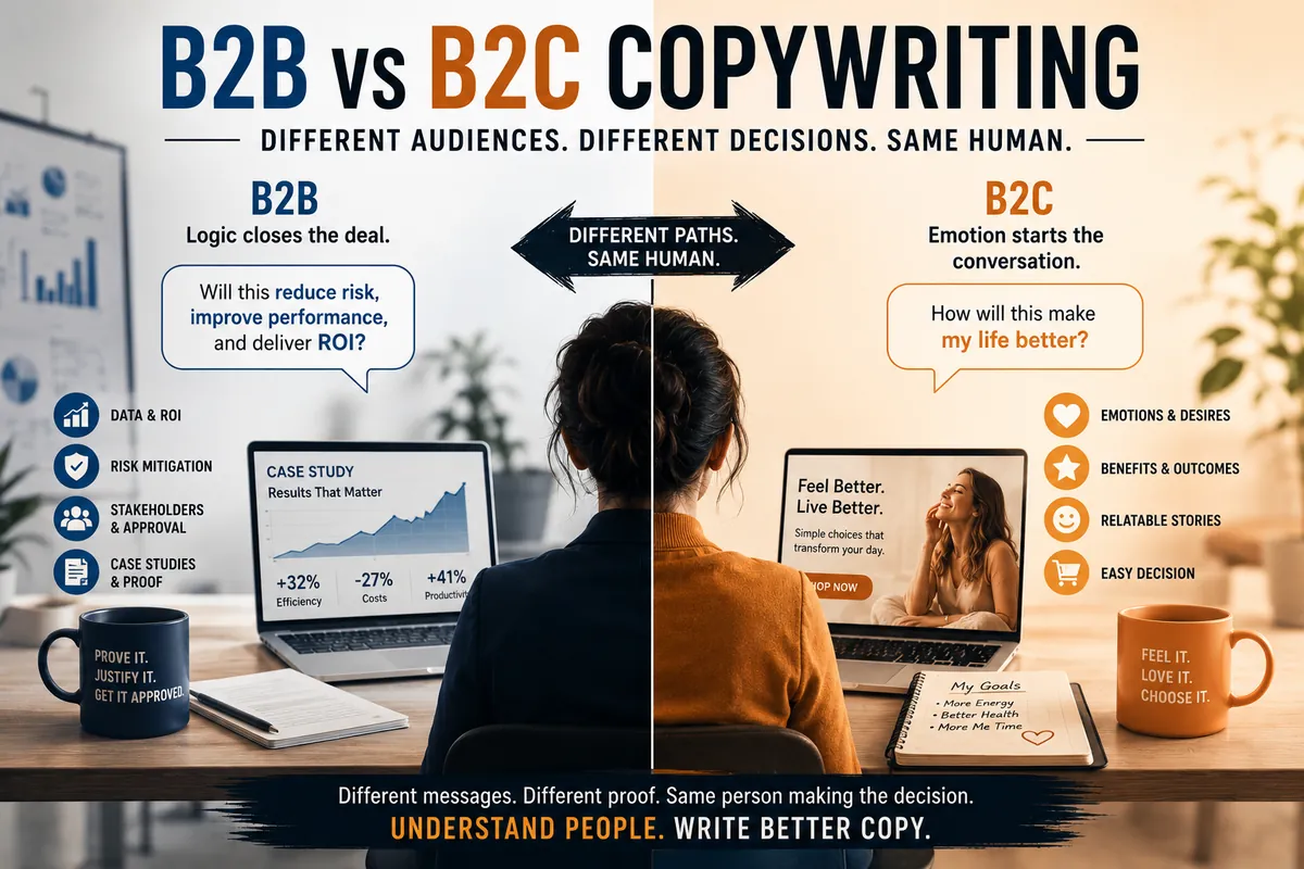 B2B vs B2C Copywriting: The Real Difference Isn't Tone—It's Risk
