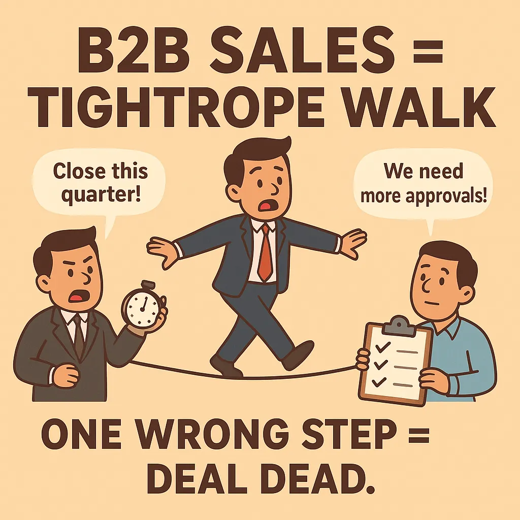 The Tightrope of B2B Sales: Keeping Customers Happy While Your Boss Breathes Down Your Neck