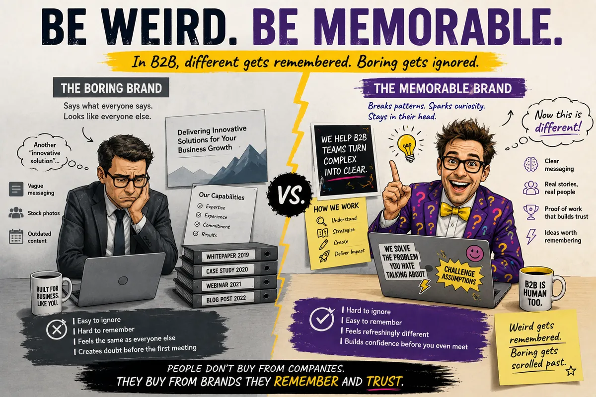 Why Memorable B2B Brands Dare to Be a Little Weird (And Why Bland Brands Get Forgotten)